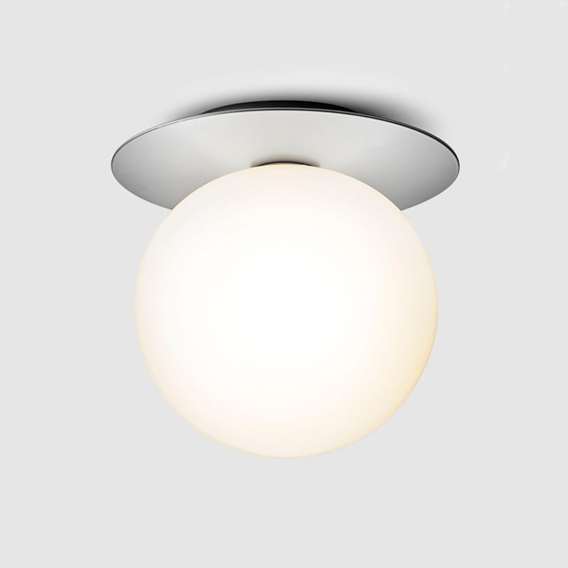Lámpara de techo de cristal Globe, montaje empotrado de hierro forjado de estilo moderno y conciso para pasillo