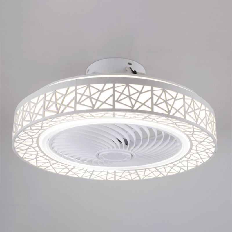 Lampada a ventola del nido rotondo in stile moderno camera da letto in metallo LED Luce a soffitto