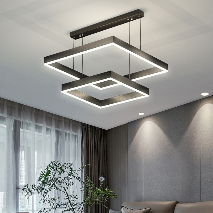 Acryl vierkante kroonluchter lamp Minimalistische stijl LED -hanger lichtkit in zwart