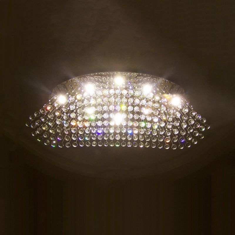 LED-Kristallkugel-Deckenleuchte, moderne Chrom-Kaskaden-Schlafzimmer-Unterputzleuchte