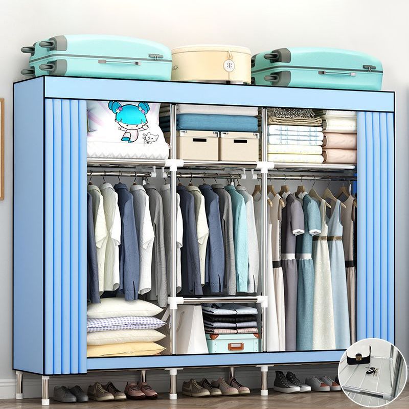 Contemporary Wardrobe Metal 1-Door Wardrobe Closet with Cloth Rod