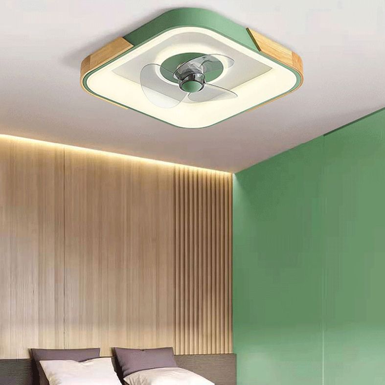 Ventola del soffitto a sfioramento a scarpone colorato in metallo da letto in metallo lampada a filo semifulò