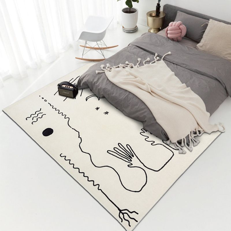 Apricot Simple Rug Blending Line Rug Non-Slip Backing Rug for Drawing Room