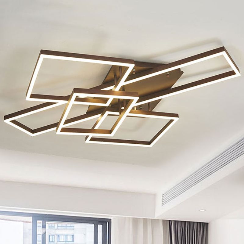 Metallgeometrische, halbbündige Beleuchtung, modernistische 2/3/4-Lichter, braune LED-Halbbündige-Montagelampe in weißem/warmem Licht
