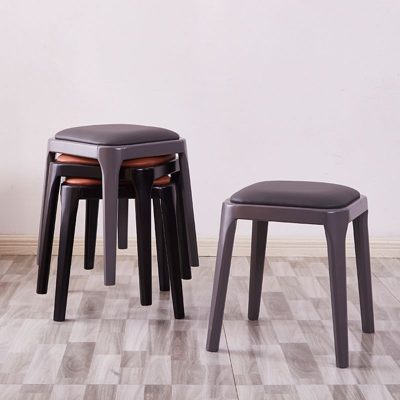 Glam Ottoman Faux Leather Stain Resistant Solid Color Square Ottoman with Legs