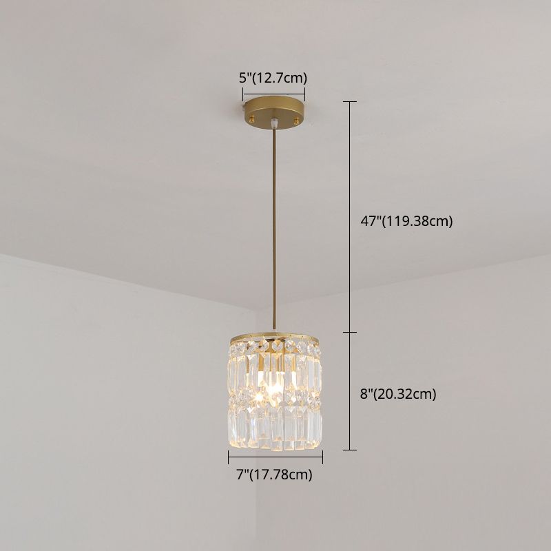 Luz colgante de LED de cristal en la moderna lámpara colgante cilíndrica de hierro forjado para el comedor