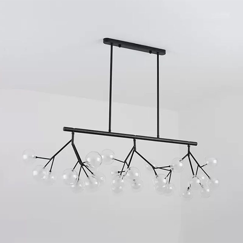27 Bubbles Island Lighting Contemporary Metal Hanging Chandelier in Black Finish