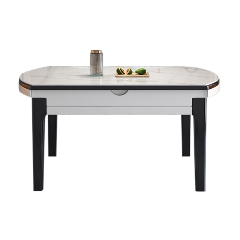 Modern Round Dining Table Sintered Stone Drop Leaf Dinner Table for Dining Room