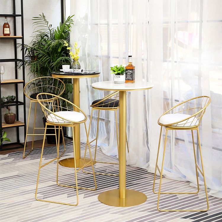 Glam 1/2/3/4/5 Pieces Round Bar Table Set Fixed Table Counter Set for Dining Room