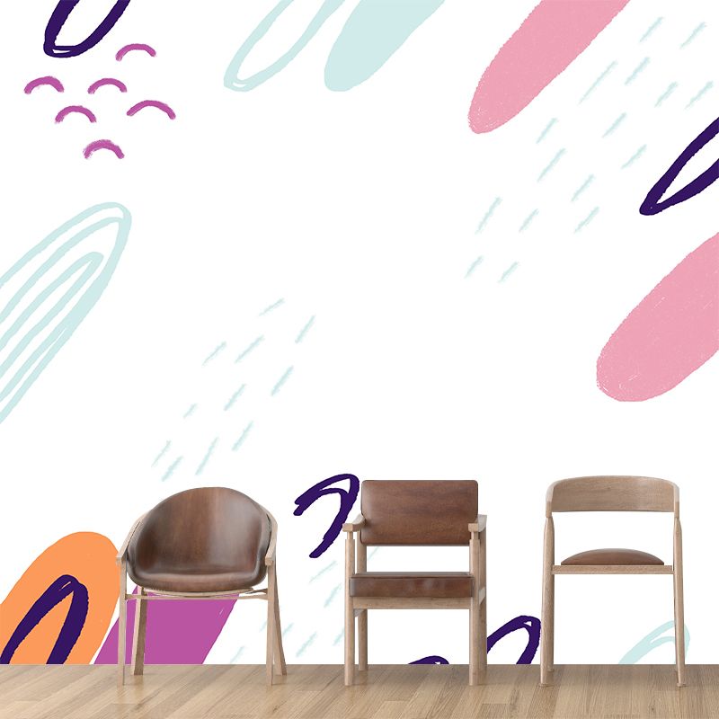 Childrens Art Landscape Wall Mural for Baby Room Custom Wall Covering in Pink-Green