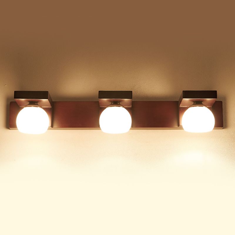 Bowl Shape Wood Vanity Lights Modern Style 2/3 Lights Vanity Light Fixtures in Brown