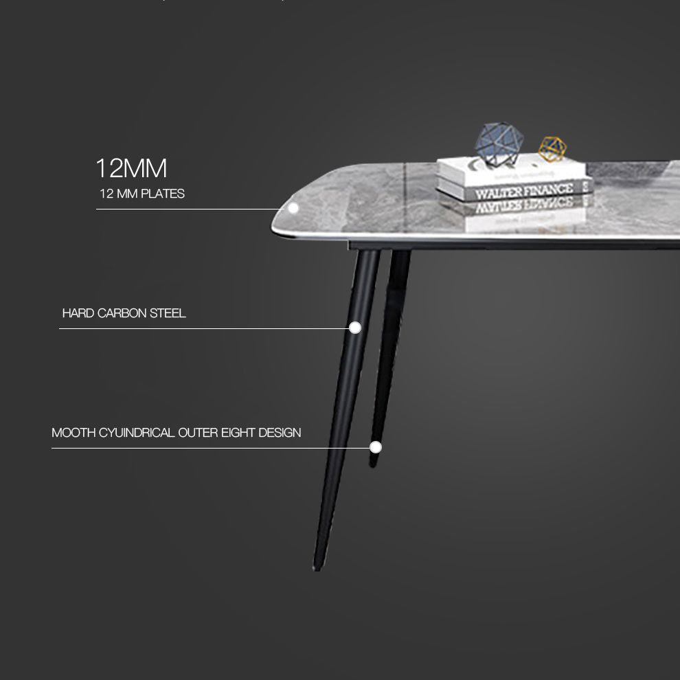 Contemporary Sintered Stone Dining Room Set Fixed Dining Set with Rectangle Table for Restaurant