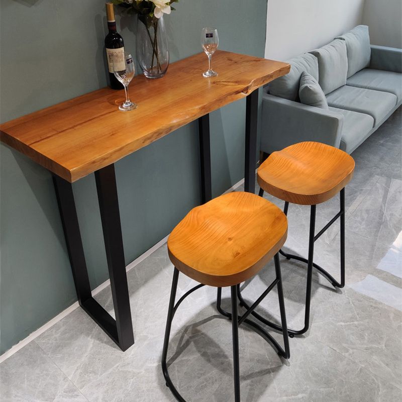 Indoor Modern Bar Pub Table Set 1/2/3/4/6 Pieces Solid Wood Pub Table Set in Natural