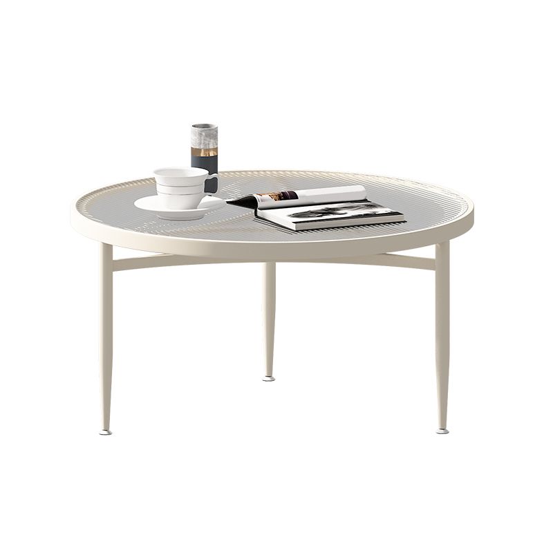 Iron 3 Legs Rectangle Cocktail Table Round Glass Top Coffee Table