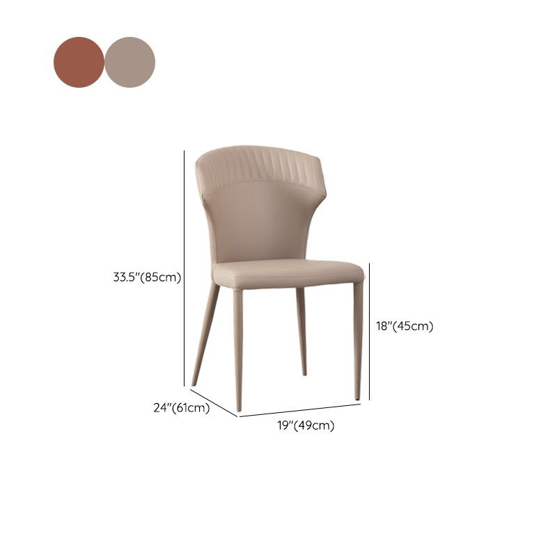 Faux Leather Dining Chairs Wingback Side Chairs with Metal Base