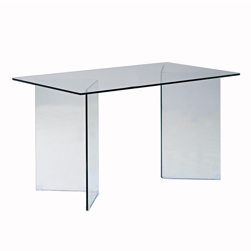 Rectangle Double Pedestal Home Furniture Clear Glass Dining Room Collection