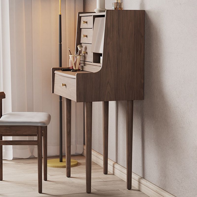 Traditional Wooden Makeup Vanity Desk Table with Stool for Bedroom