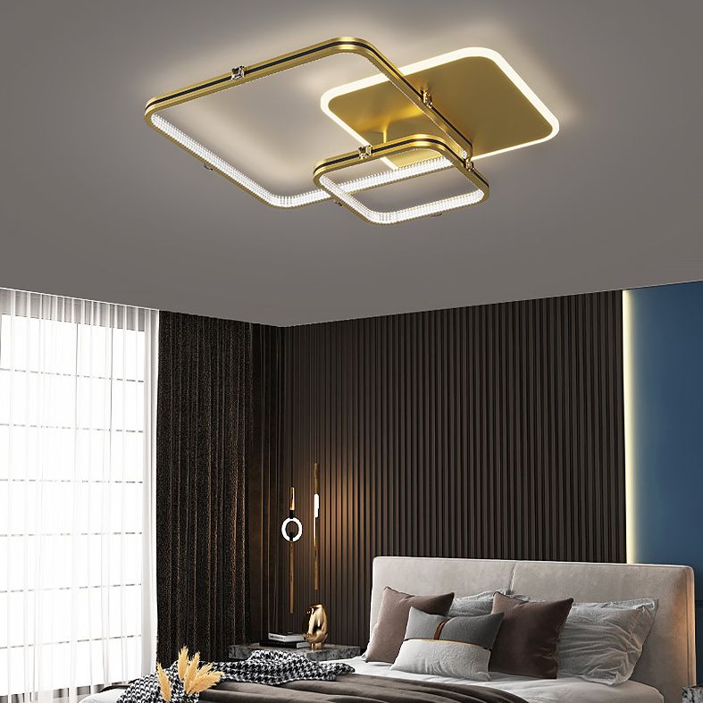 Quadrierte Deckenleuchte Moderne Stil Acryl LED-Schlafzimmer Deckenbündige Halterung in Schwarz