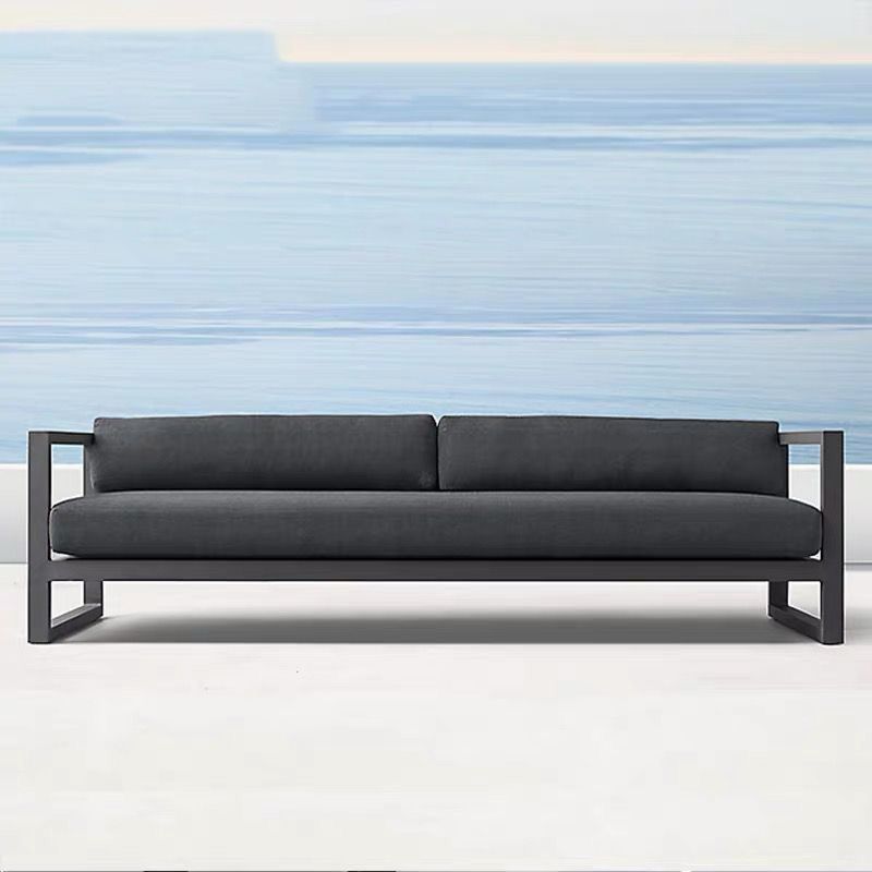 Black Metal Patio Sofa Industrial Style Minimalist Villa Outdoor Patio Sofa
