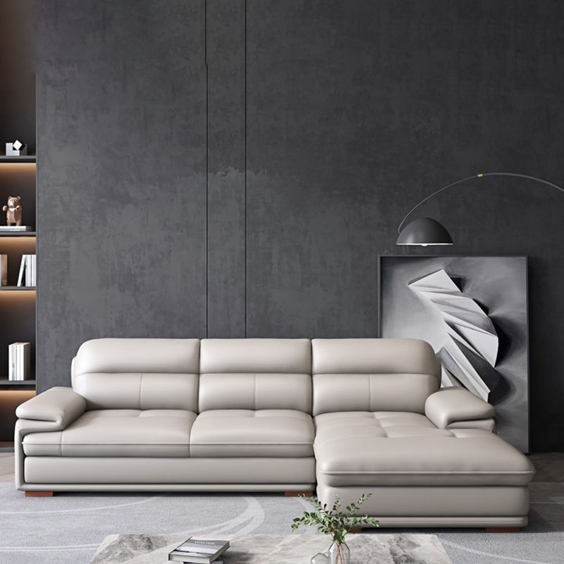 Beige Contemporary Sofa/Sectional with Genuine Leather and Leather