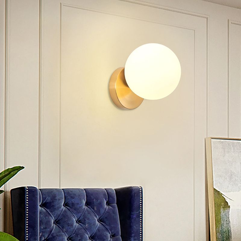 Modern Simplicity Wall Sconce 1 Light Metal Wall Lamp with Glass Ball Shade