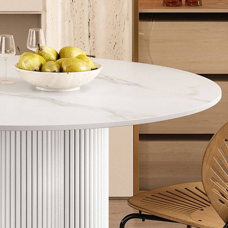 Round Standard Height Dining Table Modern White Wood Dining Site Table