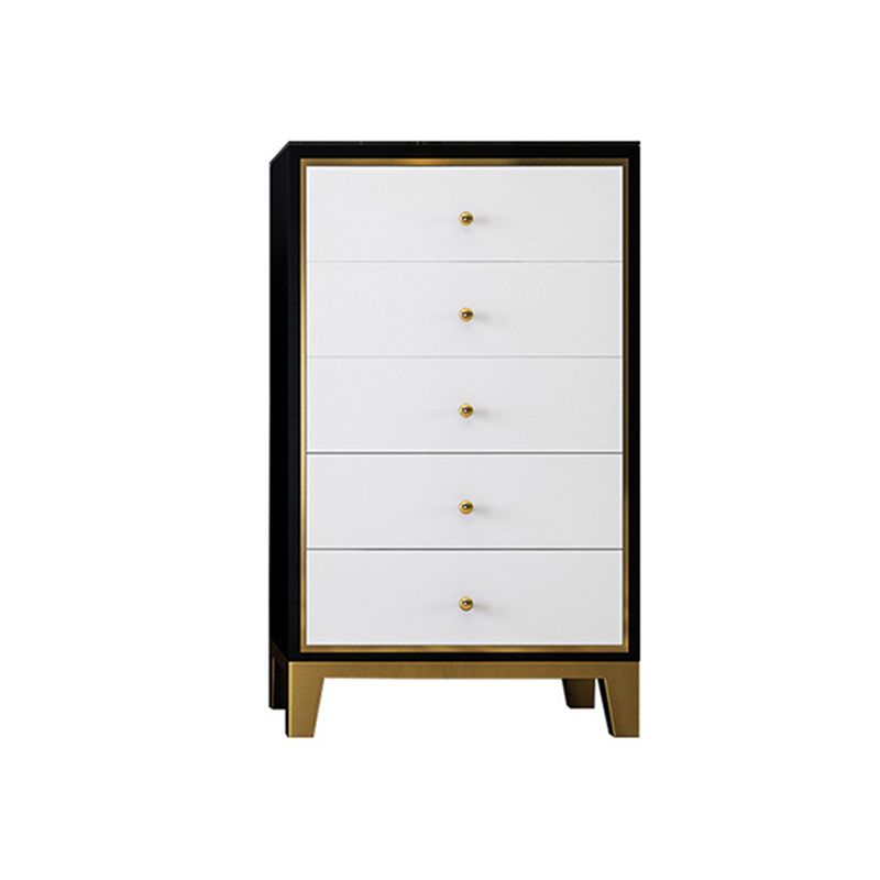 Bedroom Glam Wooden Storage Chest Vertical Chest with Drawers