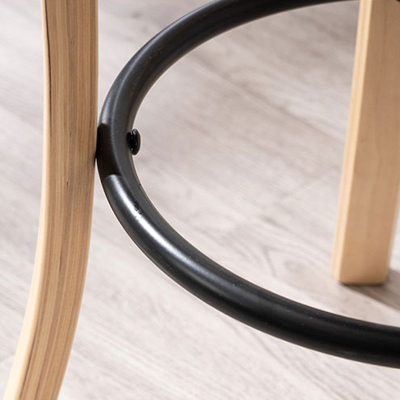 Modern Armless Backrest Counter Stool Wood Kitchen Bar Stool with Pedal and Cushion