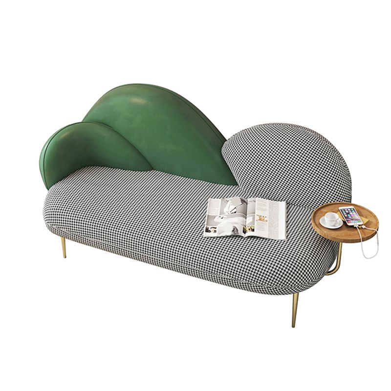 Contemporary Curved Sofa Moon Shape Sloped Arm Sofa with Storage Tray for Living Room