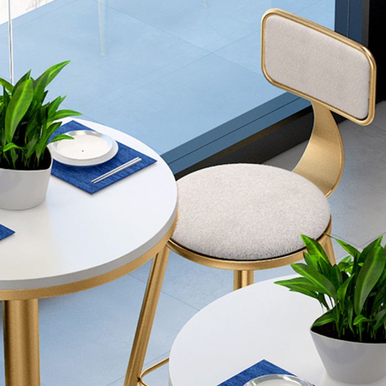 Upholstered Dining Chairs Round Armless Chairs with Metal Base