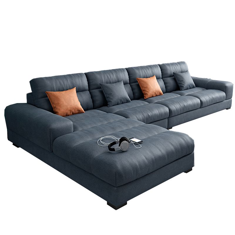71" Wide Modern Sectional Sofa Leather Sectionals with Bostol Pillows