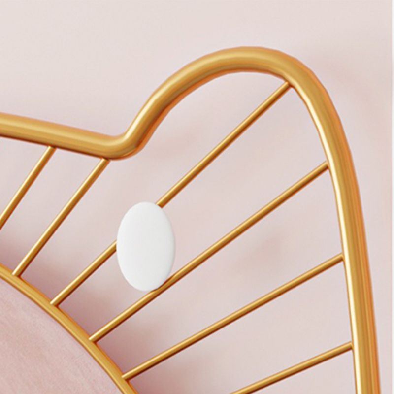 Glam Open-Frame Bed with Upholstered Headboard and Metal Legs