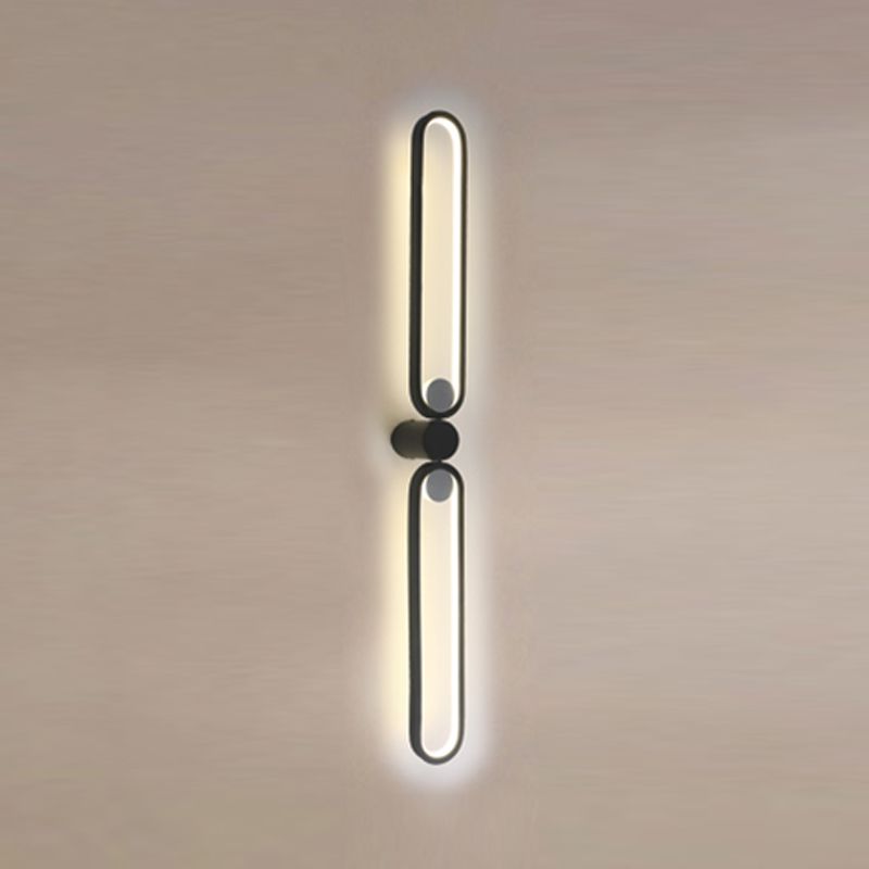 Linear Shade Metal Wall Sconce Modern Style 2 Lights Wall Mount Light in Black