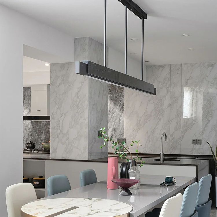 Isola rettangolare in marmo Luce Minimalista Minimalista Sospensione Apparecchiatura per la cena