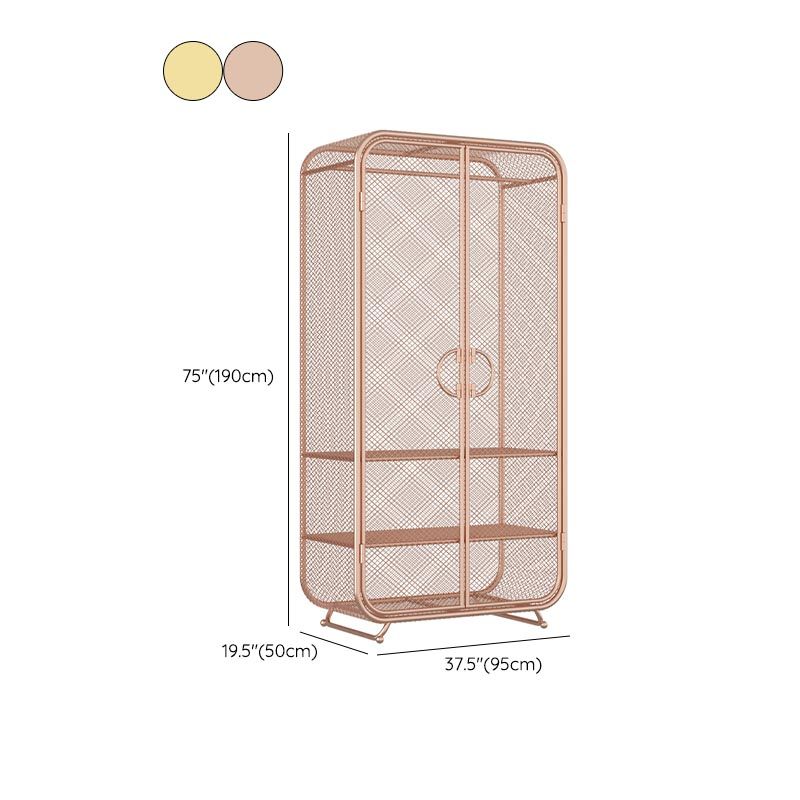 Industrial Style Wardrobe Bedroom Metal Wardrobe Closet with 2 Doors