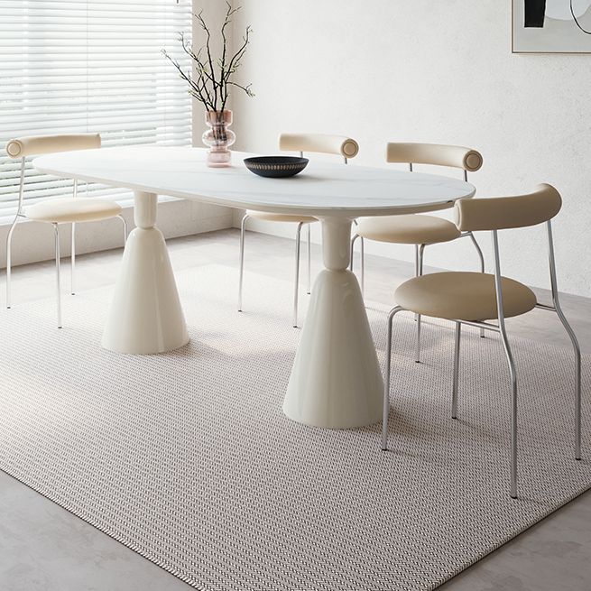 Oval 1/2/4/5/6/7 Piece Table and Chair Set White Dining Table Sets