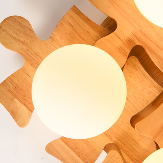 Living Room Ceiling Mounted Light Wooden Nordic Semi-Flush Ceiling Light
