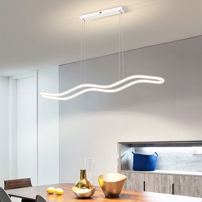 Modern Creative Style Hanging Lamp Linear Metal Island Light Fixture for Kitchen