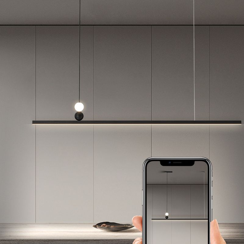 Aluminum and Acrylic Ceiling Pendant Fixture Linear Kitchen Island Fixture in Dark Black