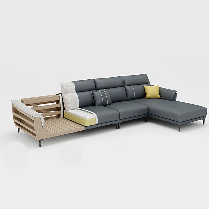 Contemporary Modular Sectional with Pillowed Back Cushions for Four People