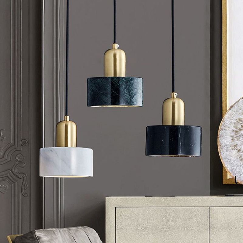 Nordische moderne zylindrische Form Pendellicht Licht Marmor kleines Suspension Licht für Wohnzimmer