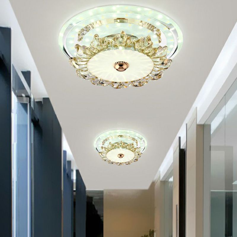 Floral Crystal Flush Mount Lighting Minimalist Clear LED Flush Mount Fixture for Foyer
