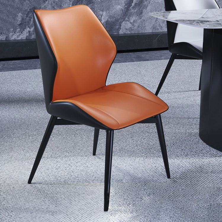 Wingback Armless Dining Chairs Modern Faux Leather Dining Side Chair