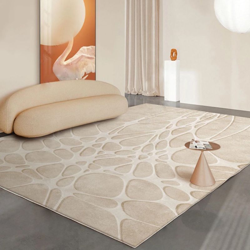 Beige Modern Carpet Polyester Color Lump Area Carpet Washable Carpet for Drawing Room