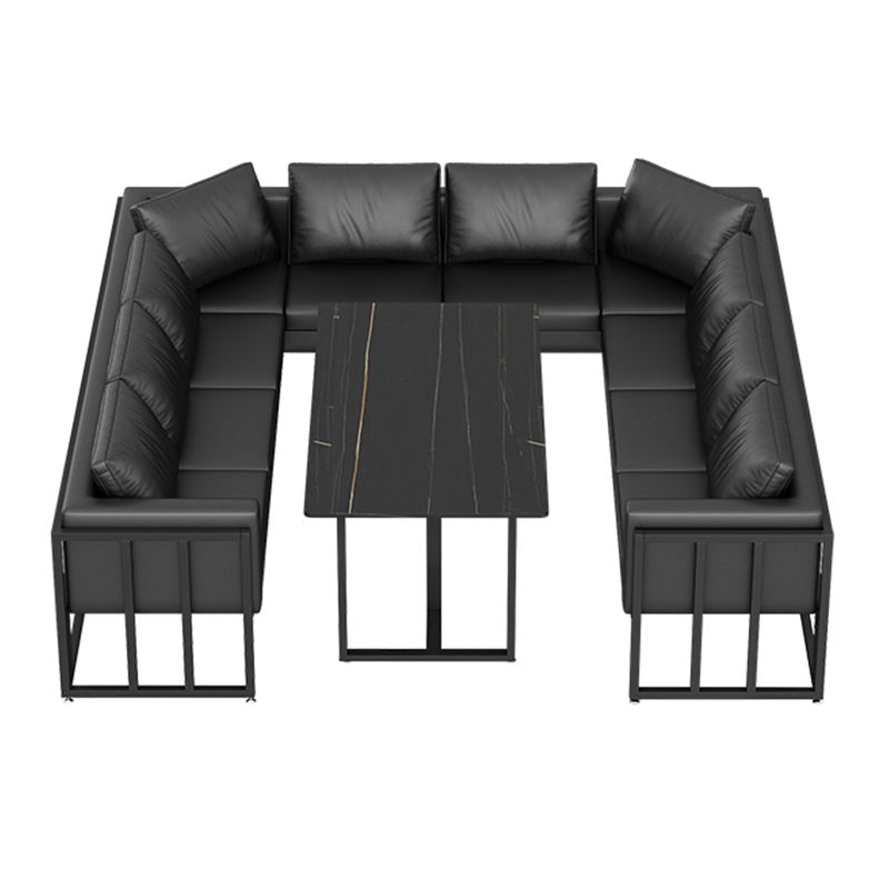 Industrial Sintered Stone Top Dinner Room Kitchen Table Black Metal Base Table for Dinning Room