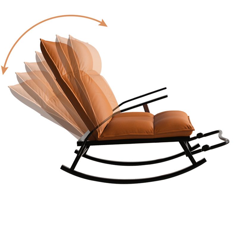 Faux Leather and Metal Rocking Chair Ergonomic with Seat Cushion Rocker Chair Spindle