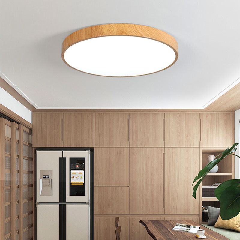 Metal Circular Flush Mount Fixture Modern Flush Light Fixture in Brown