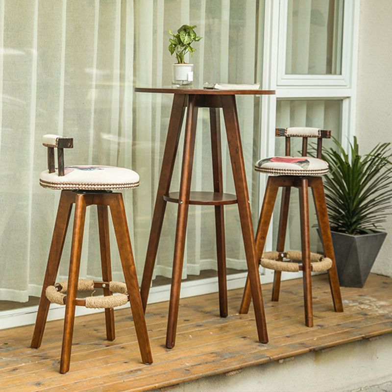 Barhocker im skandinavischen Stil, Sitz aus Leinenmischung, Holzbeine für die Küchenbar