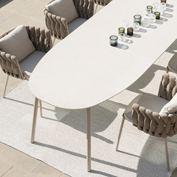 Stone and Metal Patio Dining Sets Boho 1/7 Pieces Dining Table Set