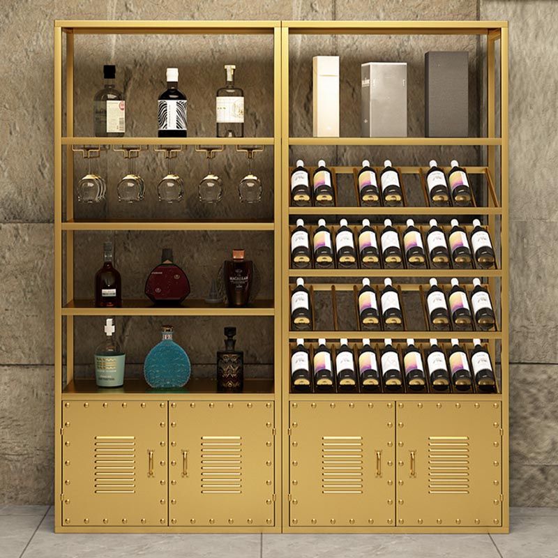 Metal Floor Wine Bottle & Glass Rack Modern Wine Holder Rack with Shelf